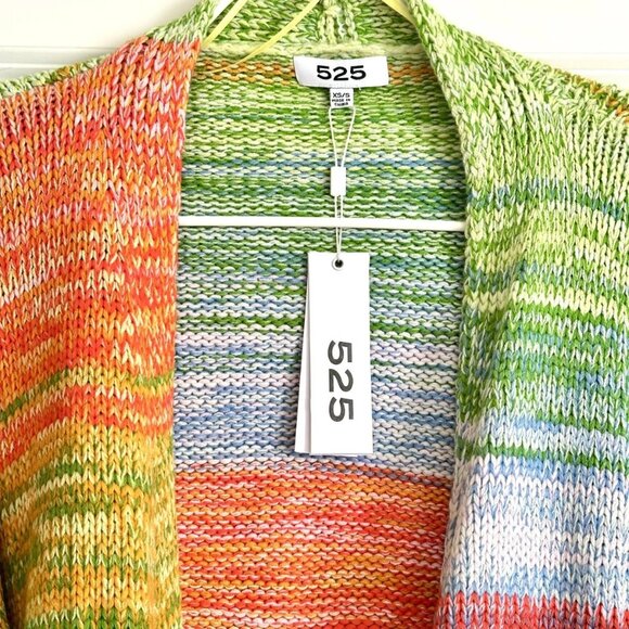 NWT 525 America Open Front Balloon Sleeve Cardigan in Multi Size XS/S - Picture 2 of 8